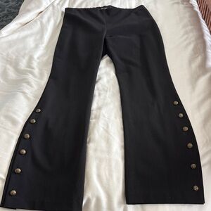 Fifteen Twenty Black Boot Cut Pants with Gold Button Accents